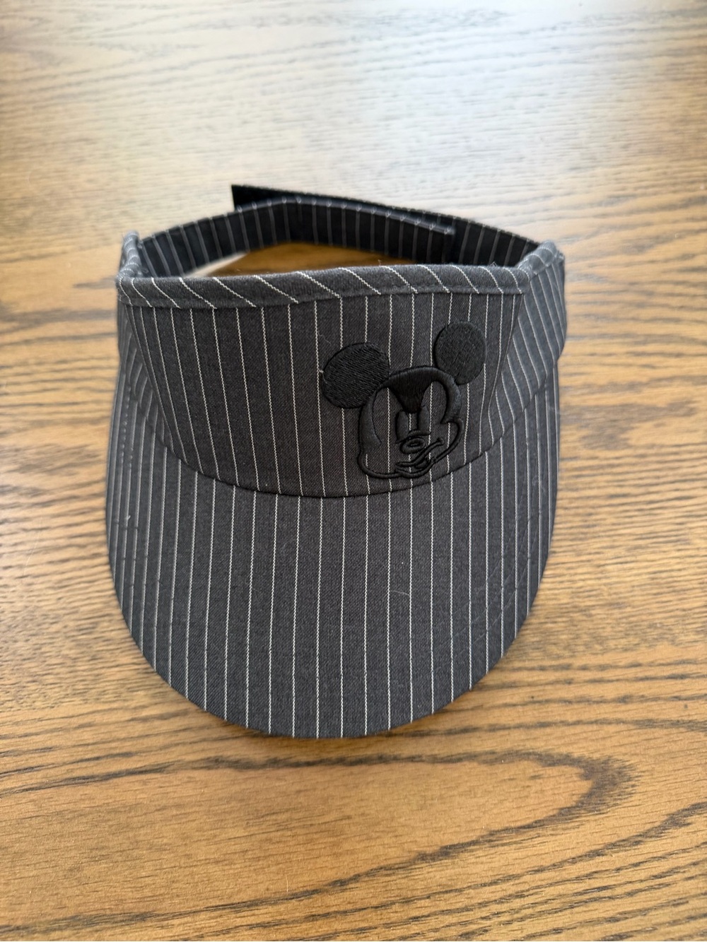 Disney Black Pinstripe Visor with Embroidered Mouse Logo